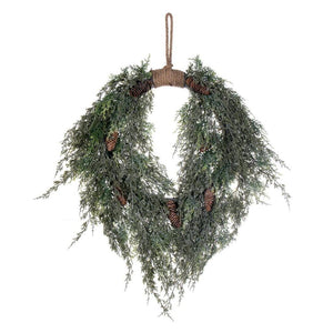 24" Artificial Snow Cedar Pinecone Wreath 1