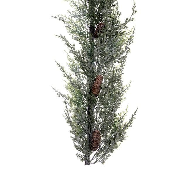 6' Artificial Snow Cedar Hanging Garland with Pinecones 2