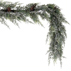6' Artificial Snow Cedar Hanging Garland with Pinecones 4