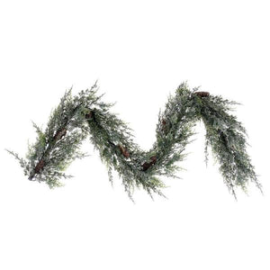 6' Artificial Snow Cedar Hanging Garland with Pinecones 5
