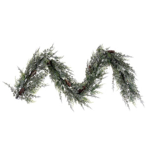 6' Artificial Snow Cedar Hanging Garland with Pinecones 1