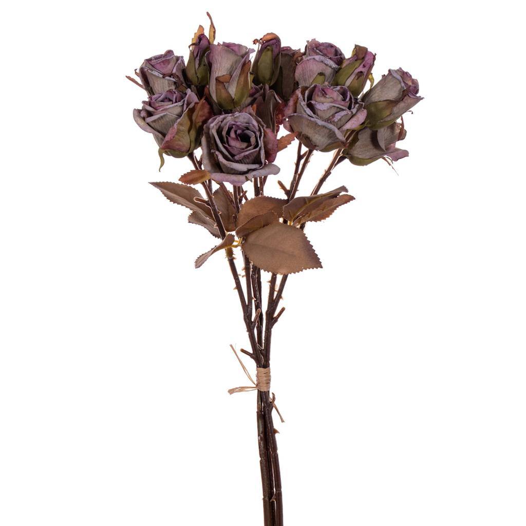 16.5" Artificial Plum Green Dried Rose Bundle 1