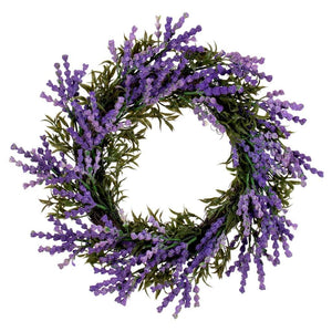 16" Artificial Purple Lavender Unlit Wreath Candle Ring 1