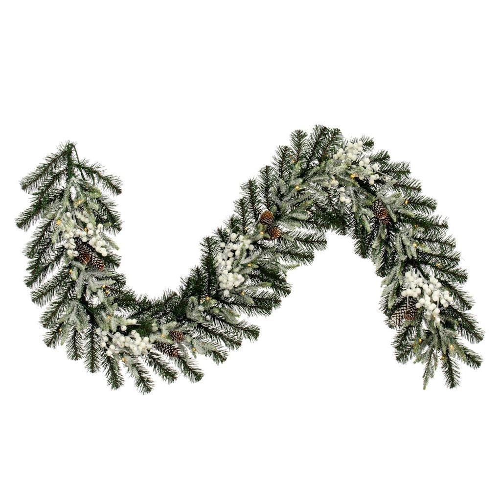 6' x 14" Artificial Frosted Berry Mixed Pine Cone Garland 1