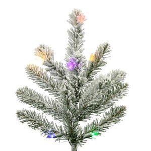 7.5' x 59" Artificial Flocked Bavarian Pine 750 Multi-Colored Mini LED Lights 2