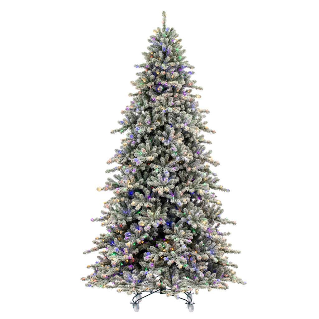 7.5' x 59" Artificial Flocked Bavarian Pine 750 Multi-Colored Mini LED Lights 1