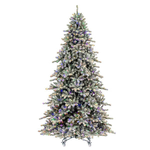 7.5' x 59" Artificial Flocked Bavarian Pine 750 Multi-Colored Mini LED Lights 1