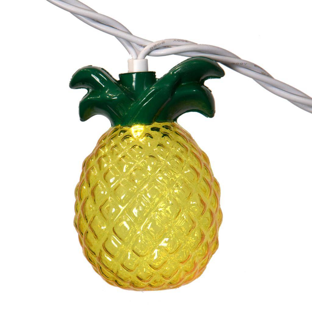 8' 10 Light White Wire Pineapple LED String Set 1