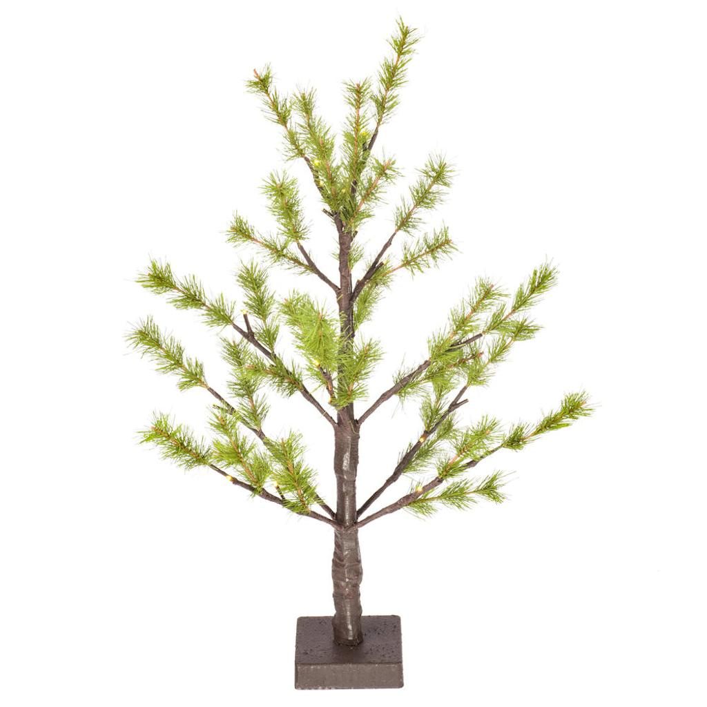 2' LED Warm White Battery Operated Artificial Green Mini Pine 1