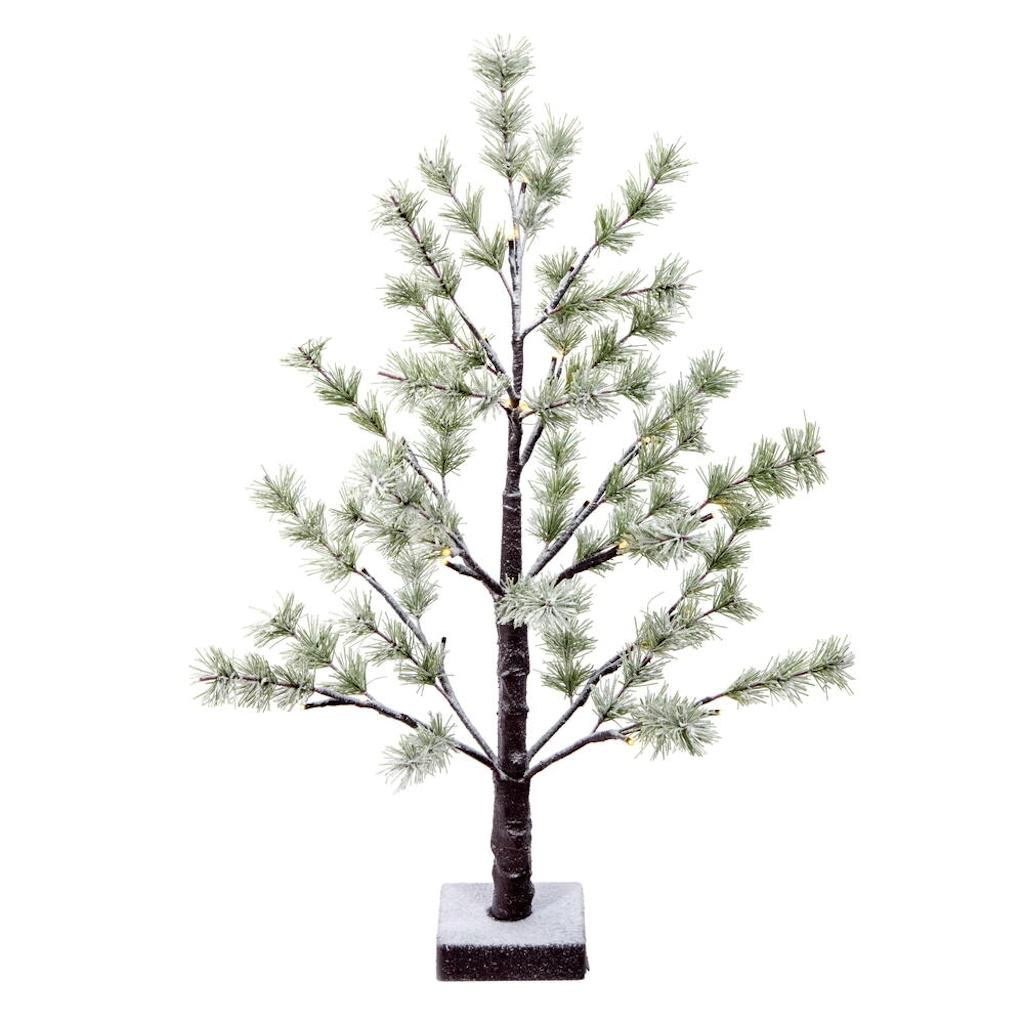 2' LED Warm White Battery Operated Artificial Frosted Green Mini Pine 1