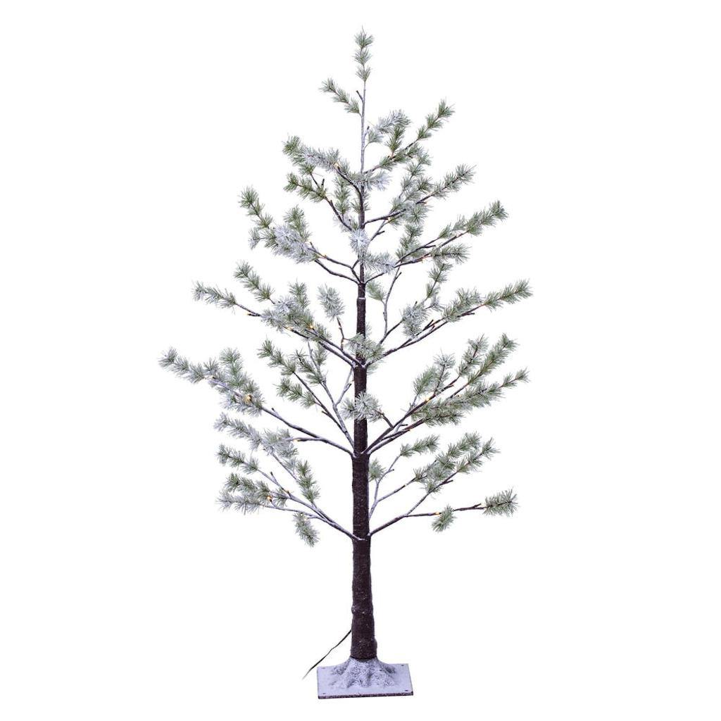 4' LED Warm White Artificial Frosted Green Mini Pine 1