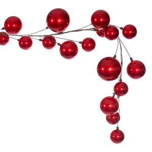 10' Red Candy Ball Branch Wire Garland 3