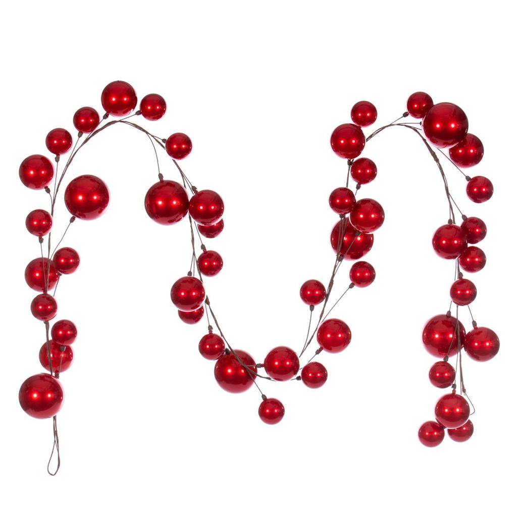 10' Red Candy Ball Branch Wire Garland 1