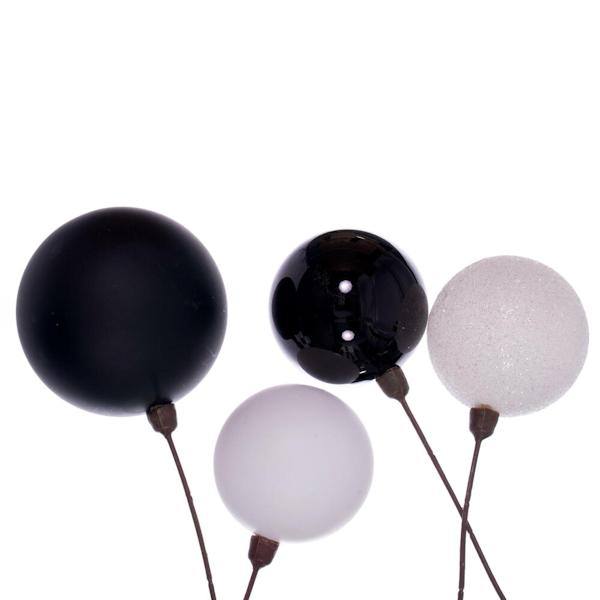 10' White / Black Assorted Ball Branch Wire Garland 2
