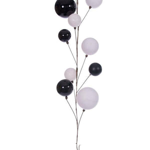 10' White / Black Assorted Ball Branch Wire Garland 3