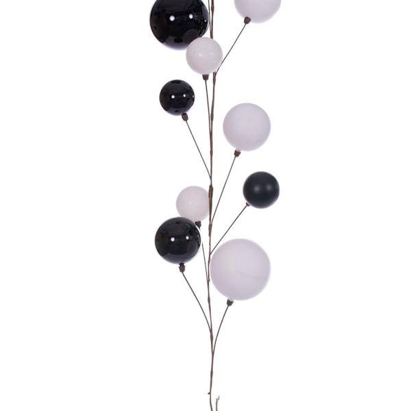 10' White / Black Assorted Ball Branch Wire Garland 3