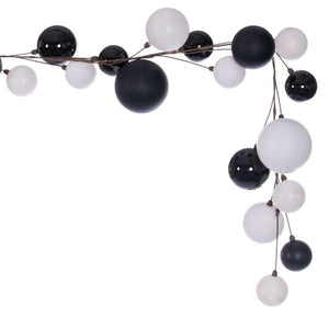 10' White / Black Assorted Ball Branch Wire Garland 4