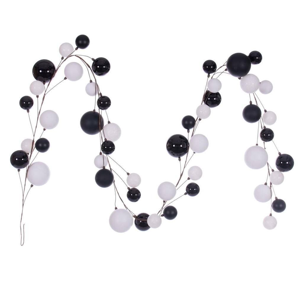 10' White / Black Assorted Ball Branch Wire Garland 1