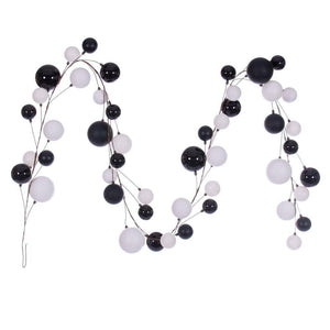 10' White / Black Assorted Ball Branch Wire Garland 1