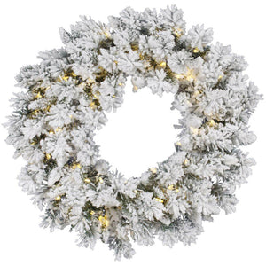 48" Flocked Snow Ridge 100 Warm White Light Artificial Christmas Wreath 1