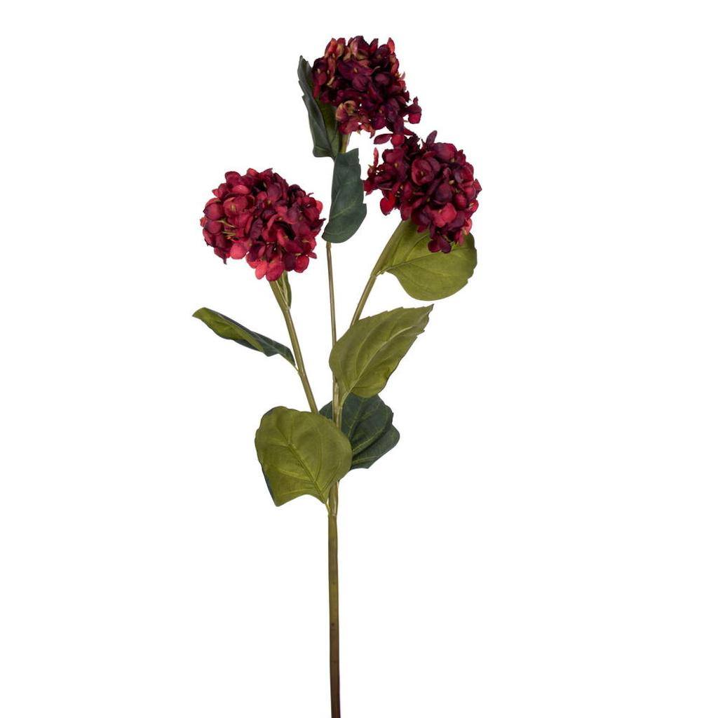 33" Artificial Burgundy Hydrangea Three Flower Heads Spray (2 Pack) 1