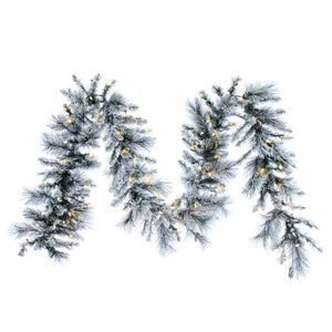 9' x 14" Artificial 100 Light Flocked Jackson Pine Pre-Lit Garland 1