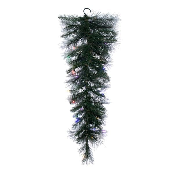 36" Artificial Frost Jackson Pine Teardrop 100 Multi-Colored LED Lights 3