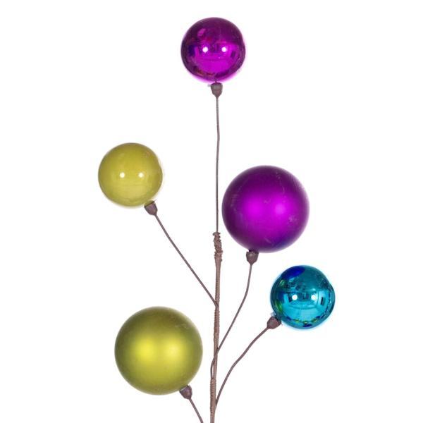 10' Fuchsia / Lime / Turquoise Candy Ball Branch Wire Garland 2