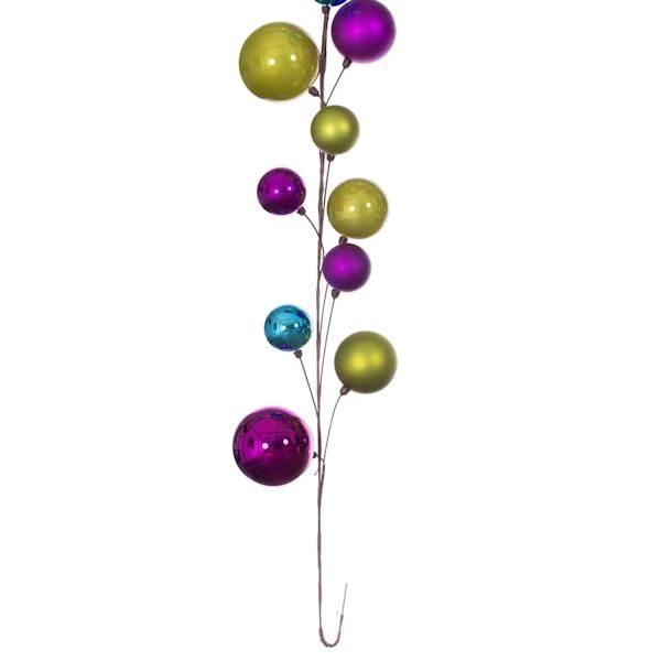 10' Fuchsia / Lime / Turquoise Candy Ball Branch Wire Garland 3