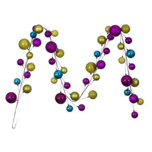 10' Fuchsia / Lime / Turquoise Candy Ball Branch Wire Garland 1