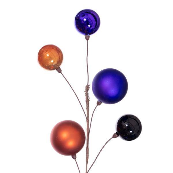 10' Purple / Orange / Black Assorted Ball Branch Wire Garland 2