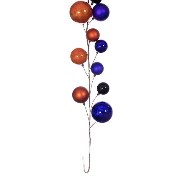 10' Purple / Orange / Black Assorted Ball Branch Wire Garland 3