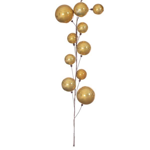 10' Gold Pearl Branch Ball Wire Garland 3