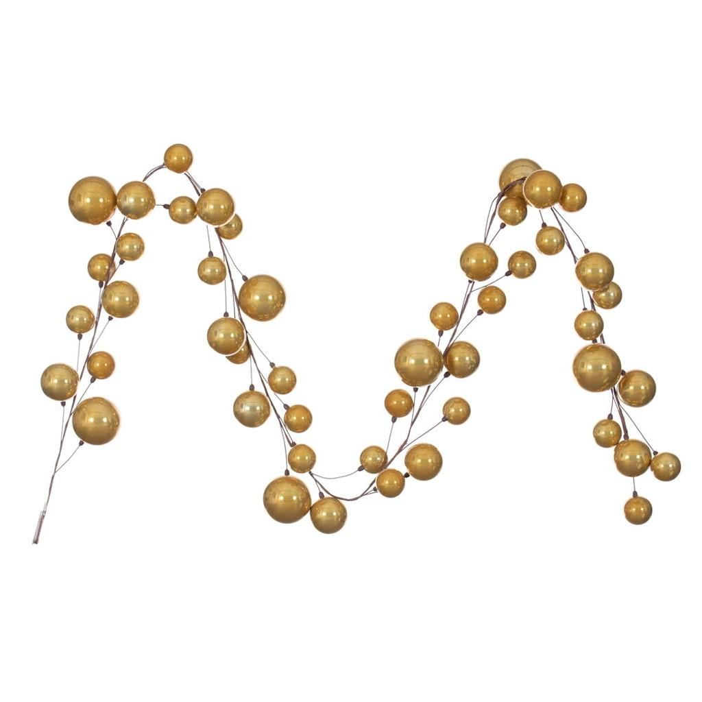 10' Gold Pearl Branch Ball Wire Garland 1