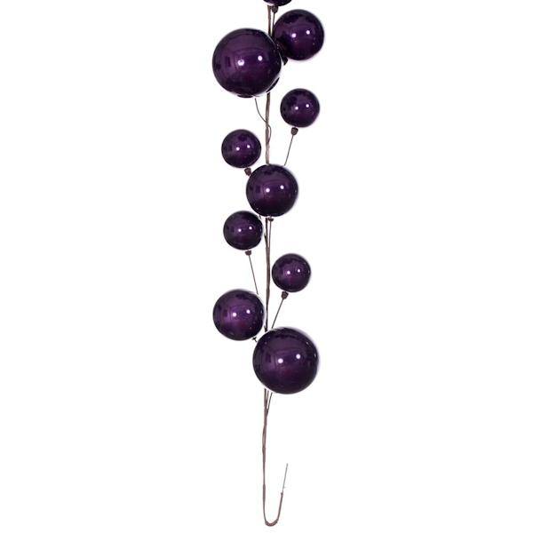 10' Plum Pearl Branch Ball Wire Garland 3