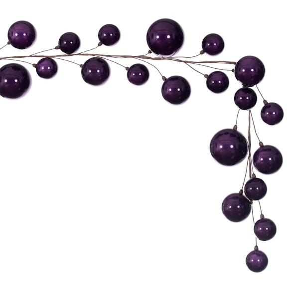 10' Plum Pearl Branch Ball Wire Garland 4