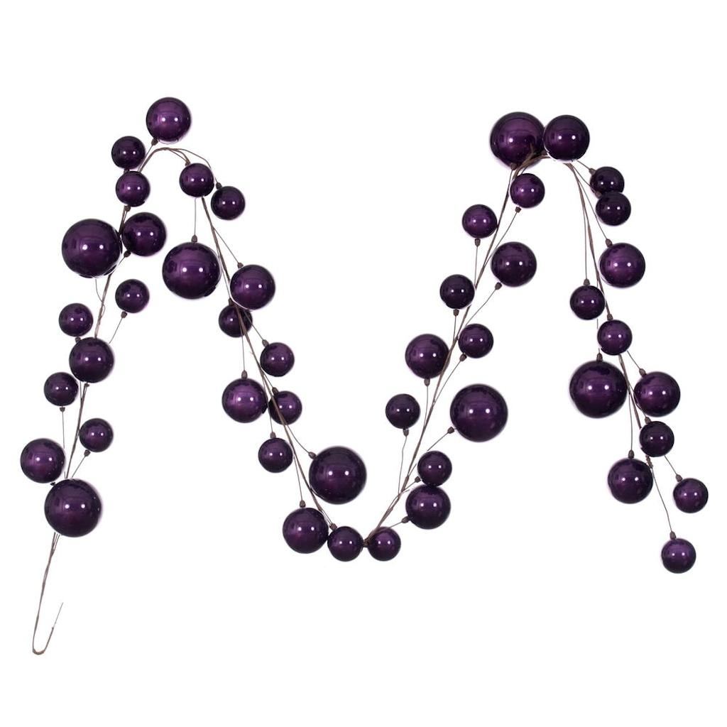 10' Plum Pearl Branch Ball Wire Garland 1