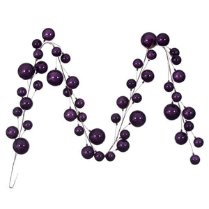 10' Plum Pearl Branch Ball Wire Garland 1