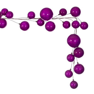 10' Fuchsia Pearl Branch Ball Wire Garland 4