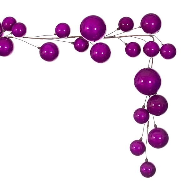10' Fuchsia Pearl Branch Ball Wire Garland 4