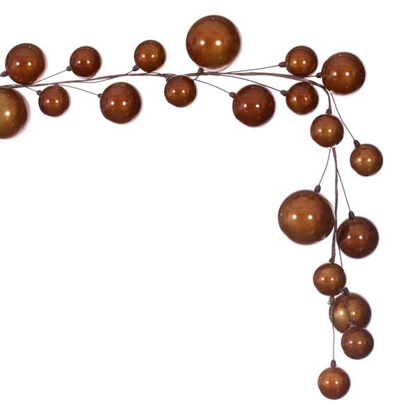 10' Copper Pearl Branch Ball Wire Garland 4