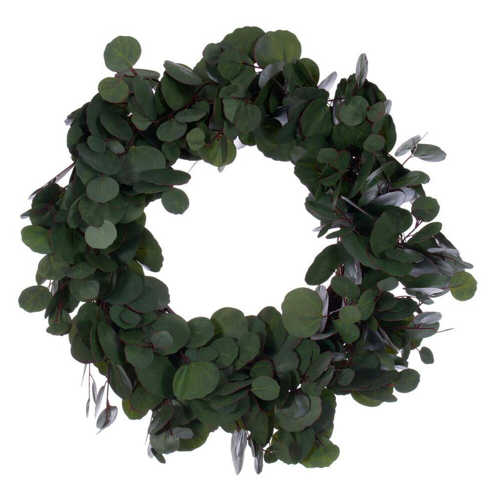 24" Artificial Green Silver Dollar Populus Eucalyptus Wreath 1