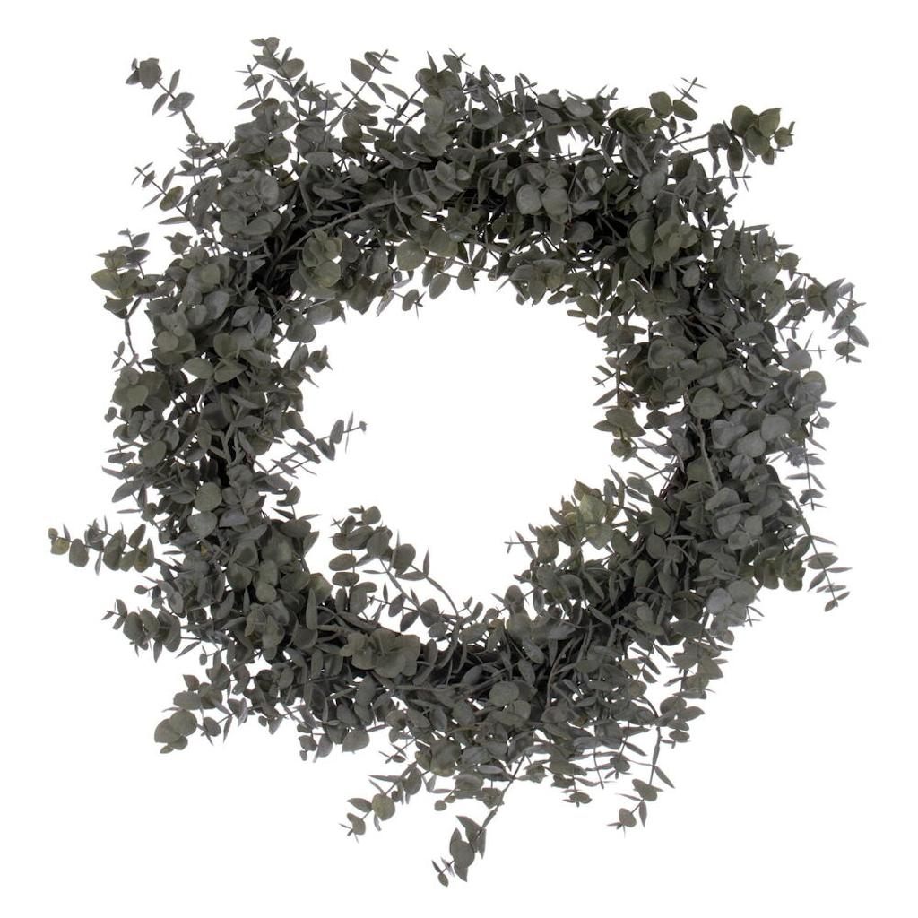 22" Artificial Green/Gray Eucalyptus Wreath 1