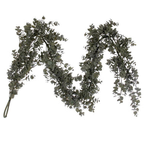 5' Artificial Eucalyptus Green Gray Garland 1