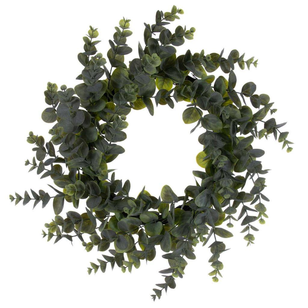 24" Artificial Green Eucalyptus Spiral Wreath 1
