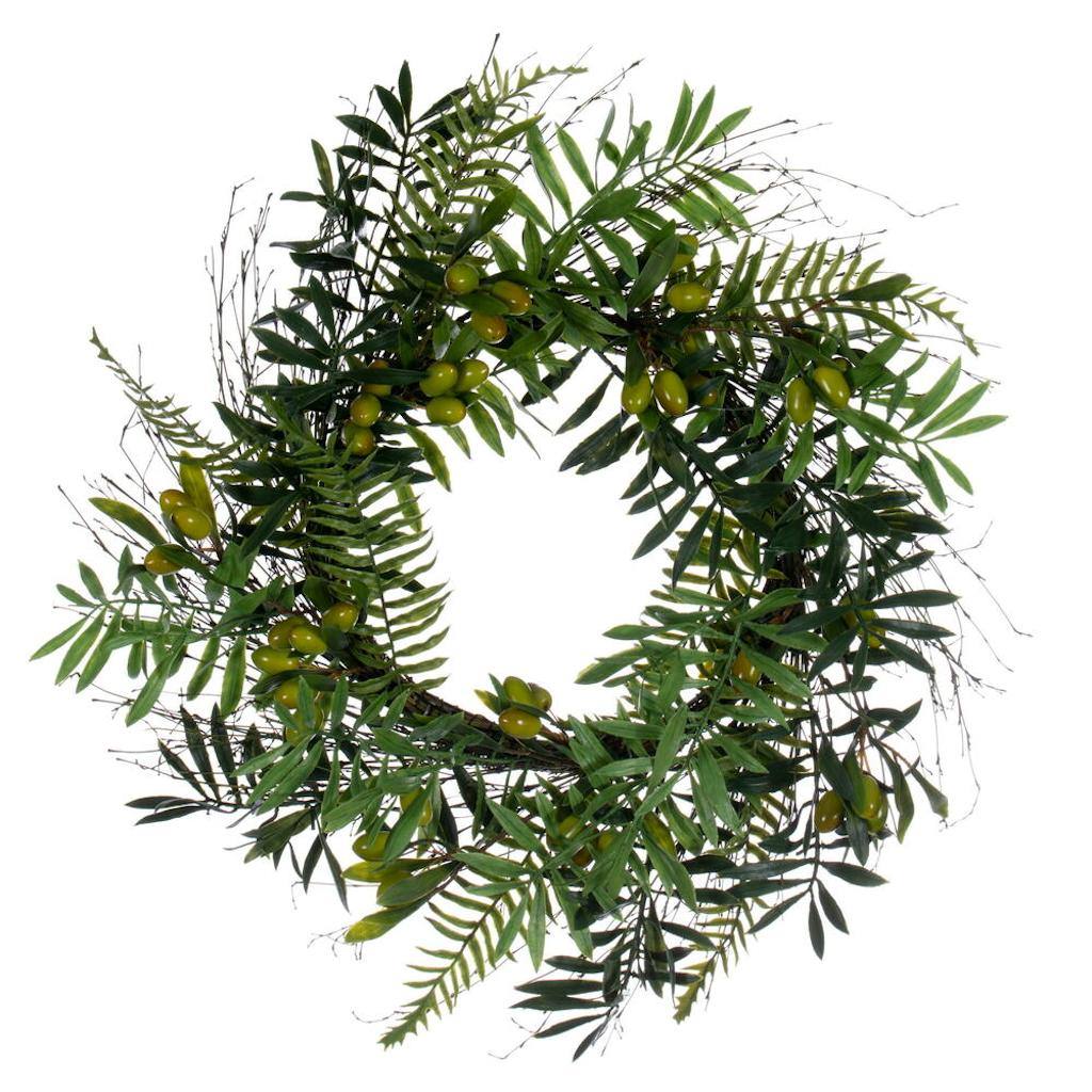 24" Artificial Mixed Olive Leaf Wreath 1