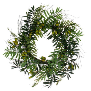 24" Artificial Mixed Olive Leaf Wreath 1