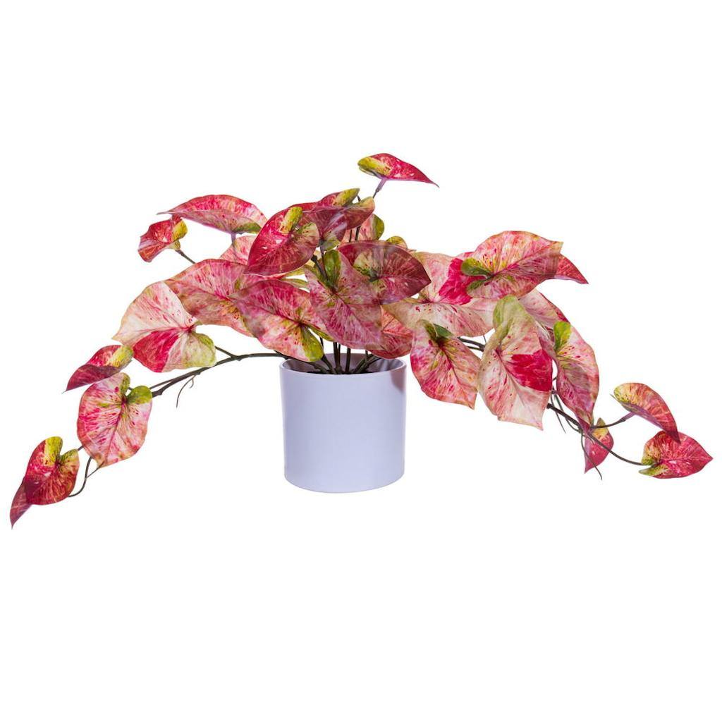 16" Artificial Red Leaves in Pot 1