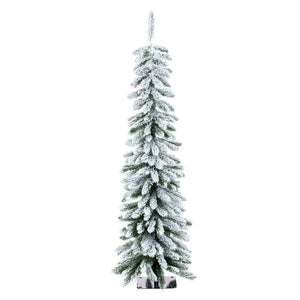4.5' x 17" Artificial Snowy Flocked Alpine Unlit 1
