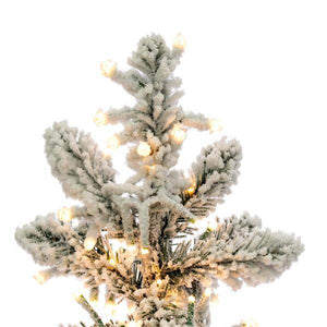 6' x 19" Artificial Snowy Flocked Alpine 1320 Warm White LED Lights 2